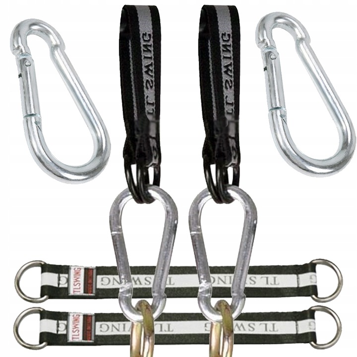 Függőágy/hinta rögzítőkészlet, Maximális támasztható súly 150 kg, fekete/ezüst