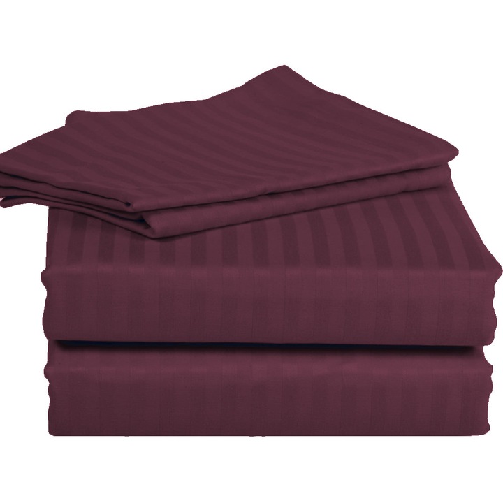 Чаршаф за 1 човек Дамаск Памук 100% Хотелски с 1см райе 160х240см Лилав Пухкав