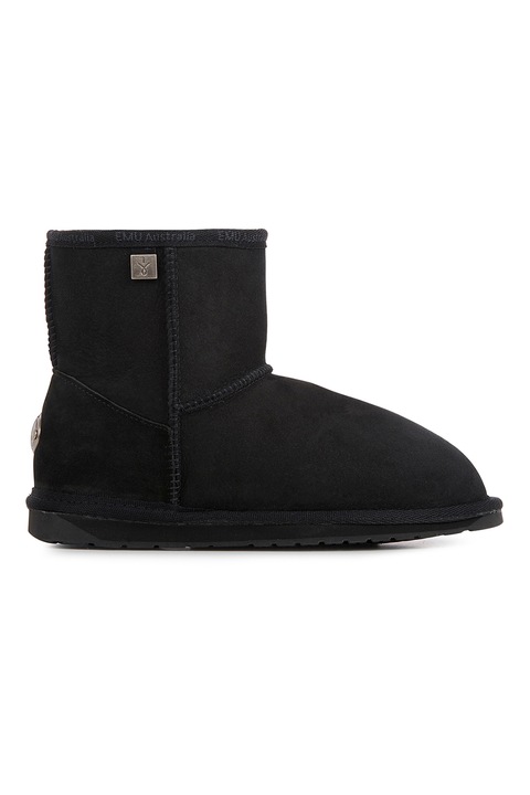 Emu, Ghete slip-on de piele intoarsa cu logo discret, Negru