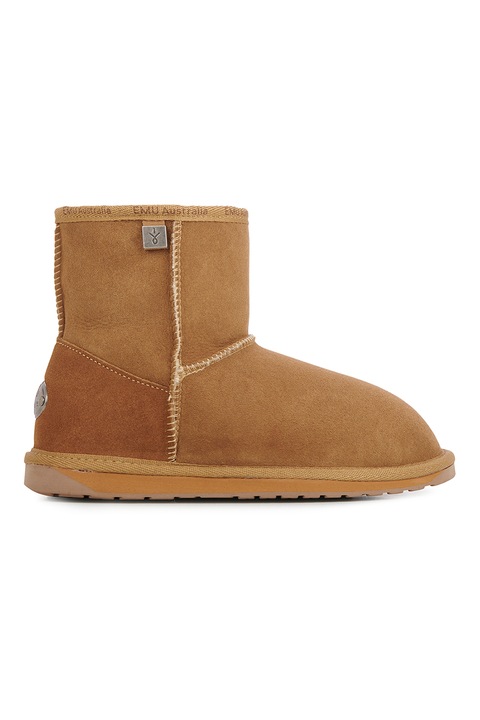Emu, Ghete slip-on de piele intoarsa cu logo discret, Caramel