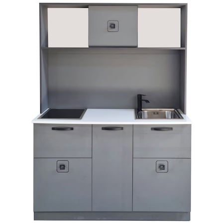 Bufet de bucatarie Kring Navy, 135x60x195 cm, culoare sonoma/grafit