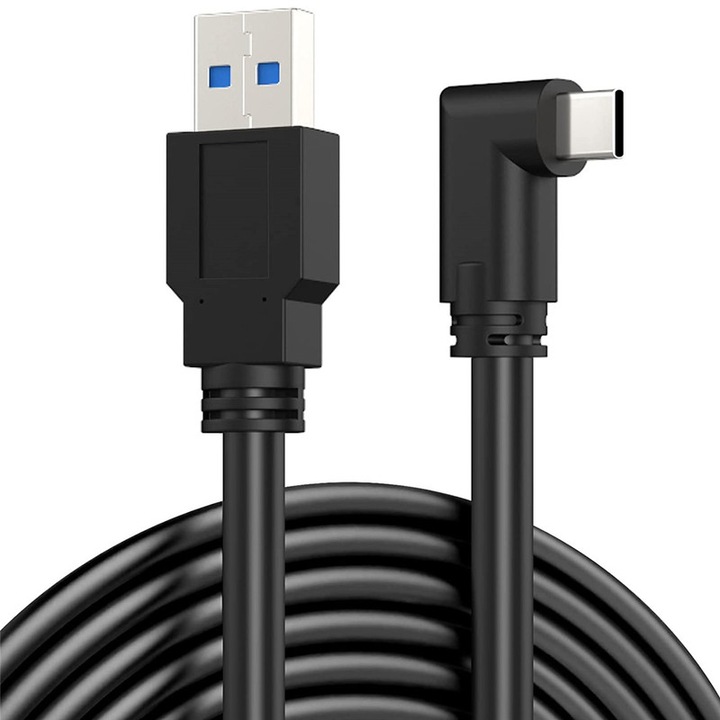 Кабел за данни, USB 3.0, 5 м, съвместим с Oculus Quest 2, черен