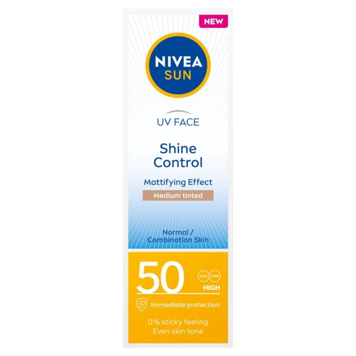 Слънцезащитен крем, Nivea, Shine Control, Матиращ ефект, SPF50, 50 мл