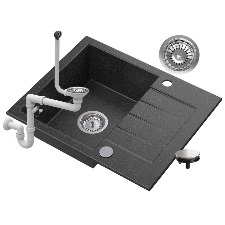 Гранитна мивка с гранитен сифон за оттичане