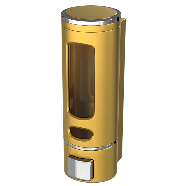 Szappan adagoló, Gránit, PVC, 6,5 x 21,5 cm, 400 ml, Arany/Ezüst