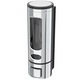 Dispenser de sapun, granit, de perete, PVC, manual, 400ml, 6,5x21,5cm, umplere de sus, cu set de montare, crom/negru