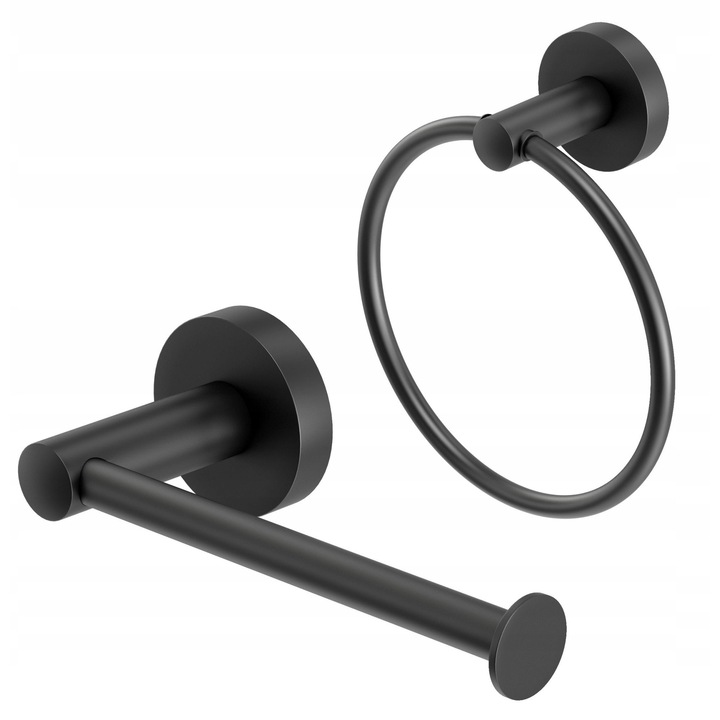 Suport Pentru Hartie Igienica, Roy, Metalic, Kit De Montare Inclus, Stil Modern Minimalist, Fixare Cu Dibluri, Calitate Superioara A Finisajului, Ideal Pentru Orice Baie, Negru