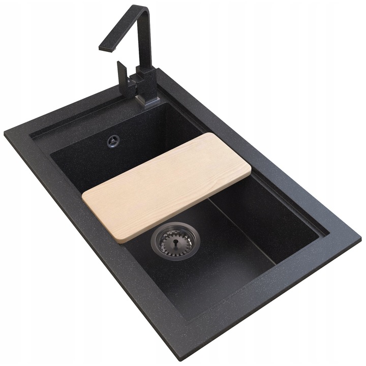 Set chiuveta bucatarie, GRANITAN, Granit, 686 x 427mm, Alb