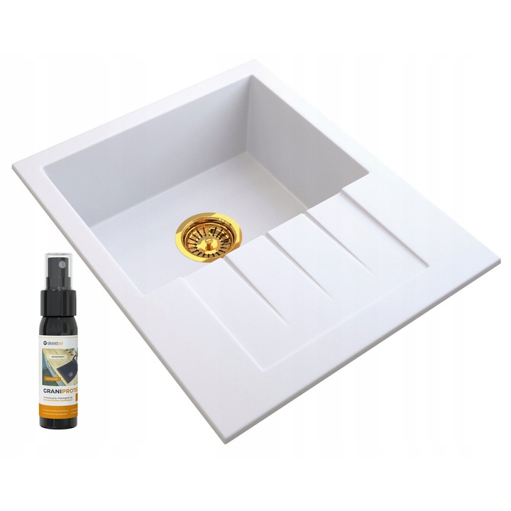 Set chiuveta bucatarie, GRANITAN, Granit, 574 x 464mm, Alb