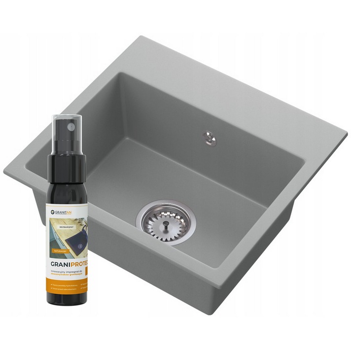 Кухненска мивка от гранит, Малка, Бял / Черен / Сив цвят