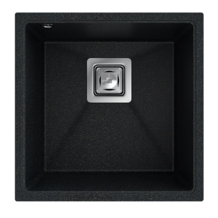 Мивка, Granitan, Гранит, Монтаж под плот, 42x42 см, Черна