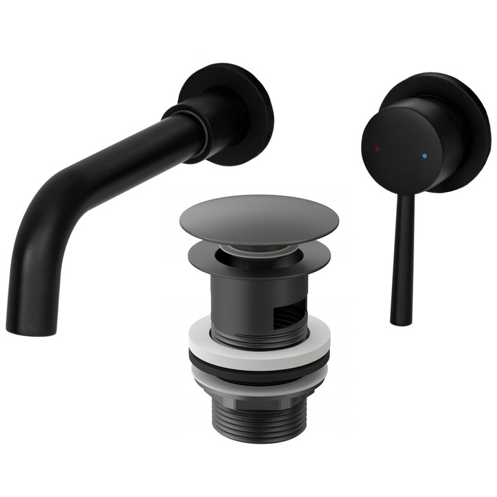 Вграден кран, Granitan, Метал, С тапа, Черен