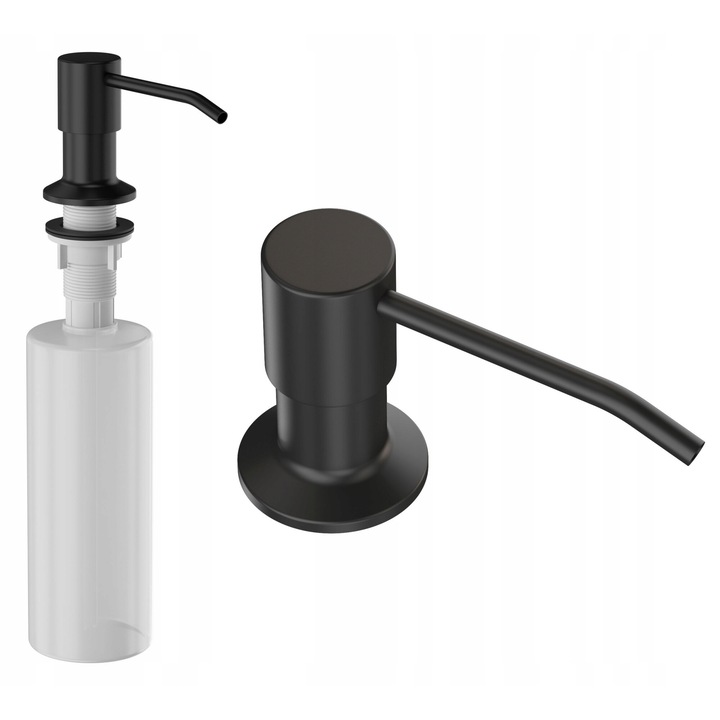 Dozator Sapun Lichid Negru Aspect Granit, Pompa Incorporabila Refilabila, pentru Chiuveta Bucatarie si Lavoar Baie, Design Modern Elegant Premium, Solutie Practica Igienica Durabila, Rezistent Coroziune Uzura, Montaj Usor pe Blat