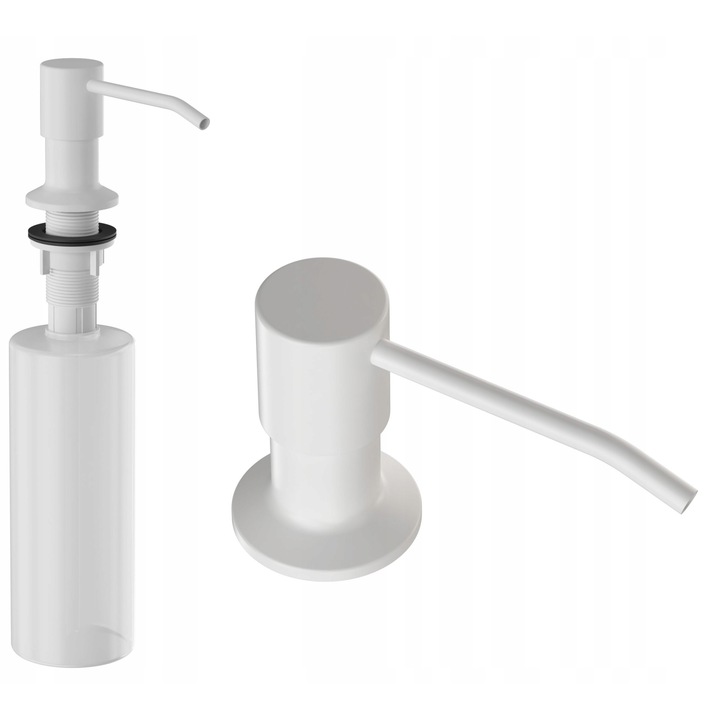 Dozator Sapun, 360 ml, Alb, Granitan, Montaj Usor, Umplere De Sus, PVC Rezistent, Duza Rotativa 360, Ideal Pentru Bucatarie, Practic Zilnic, Instalare Rapida Si Foarte Util In Utilizare Zilnica Pentru Dozare Precis Si Curata