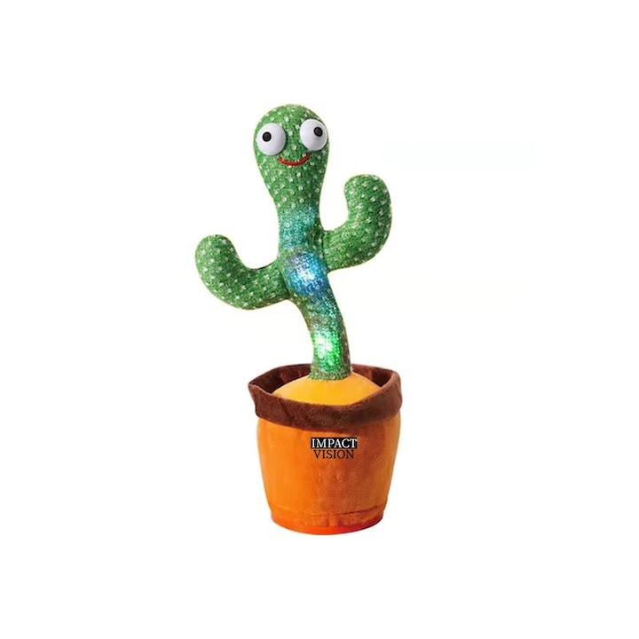 Jucarie Interactiva Cactus Vorbitor si Dansator Impact Vision®, Imita, Canta si Danseaza, cu Acumulator si Cablu USB