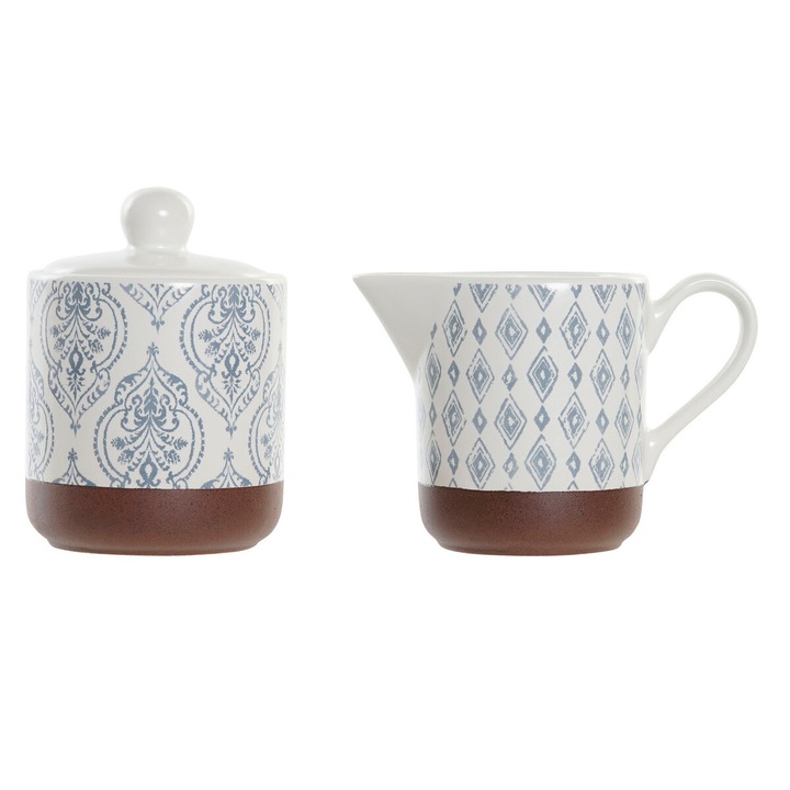 2 db cukortartó tál, DKD Home Decor, alumínium, fehér/barna, 12.5x6.5x8cm