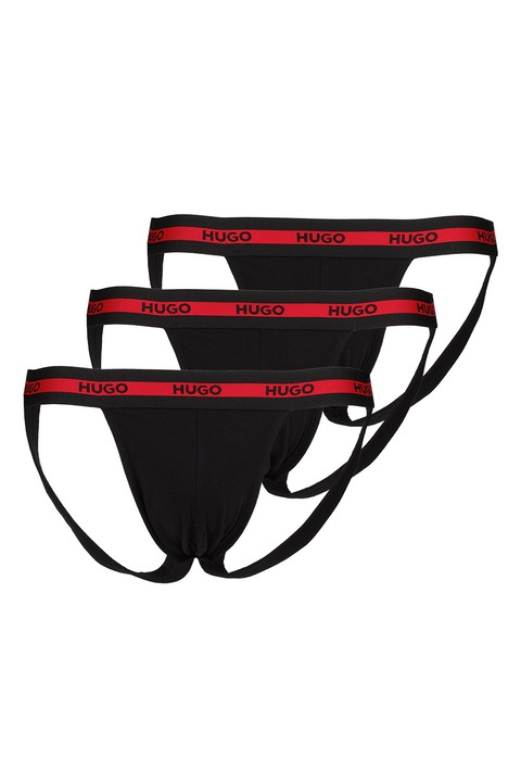 HUGO, Set de chiloti suspensor- 3 perechi, Rosu/Negru, M