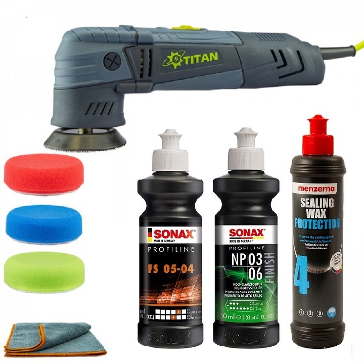 Masina polish excentric TDA75 cu set standard de lustruire Sonax, etansare Menzerna, SW-20928-75