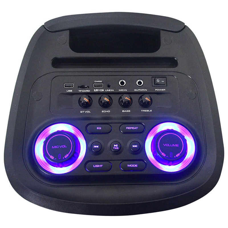 Портативна колонка с bluetooth 65W, LED, 2 колони 25 см, USB, REC ...