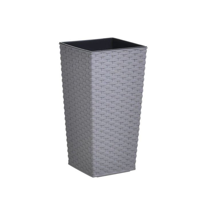 Ghiveci gri din plastic, 19X19Χ36, Inart