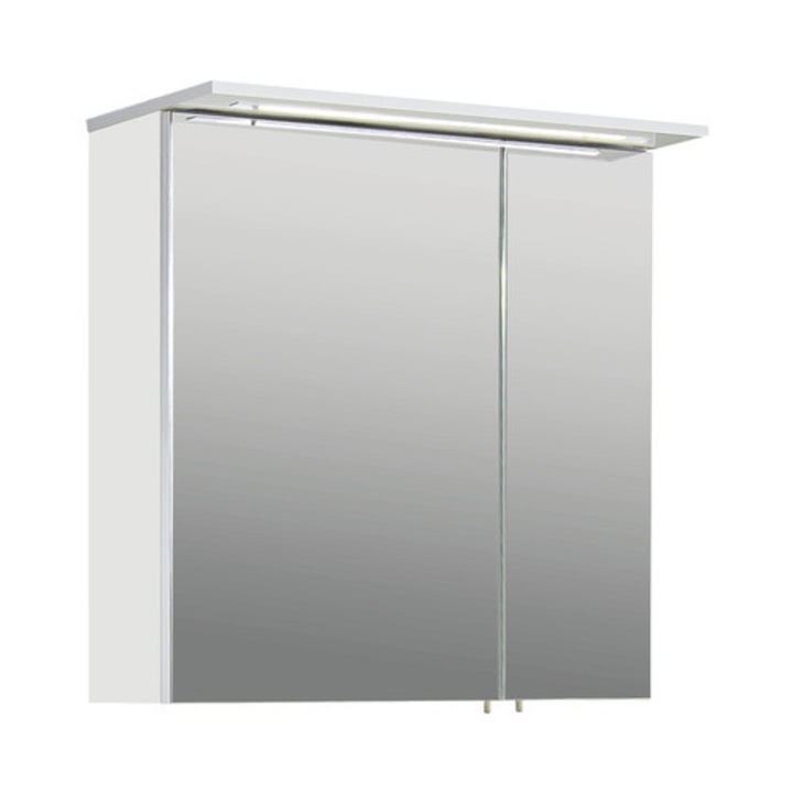 Dulap Baie cu Oglinda Profil, 2 Usi, PAL, 60x75 cm, Alb