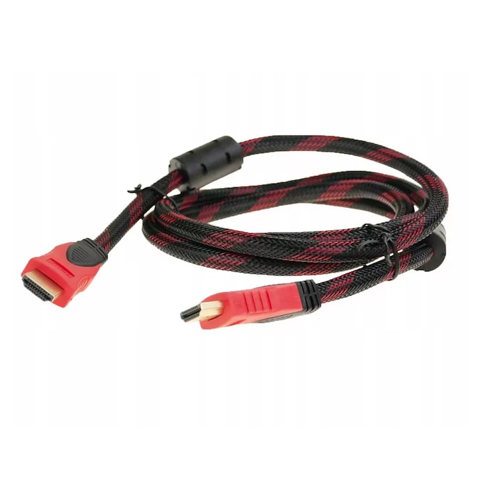 HDMI-dugó HDMI-kábel, megerősített, UHD, 4K, 5m, fekete-piros