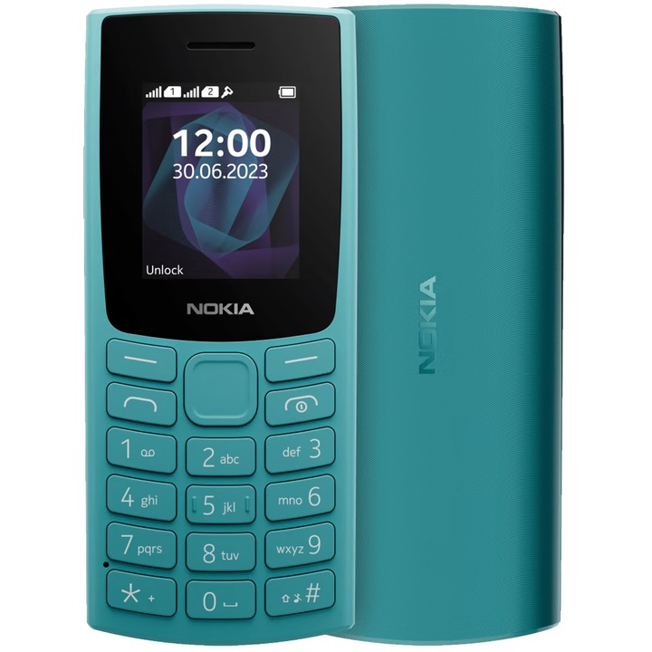 Nokia 105 (2023) Mobiltelefon, Dual SIM, ciánkék