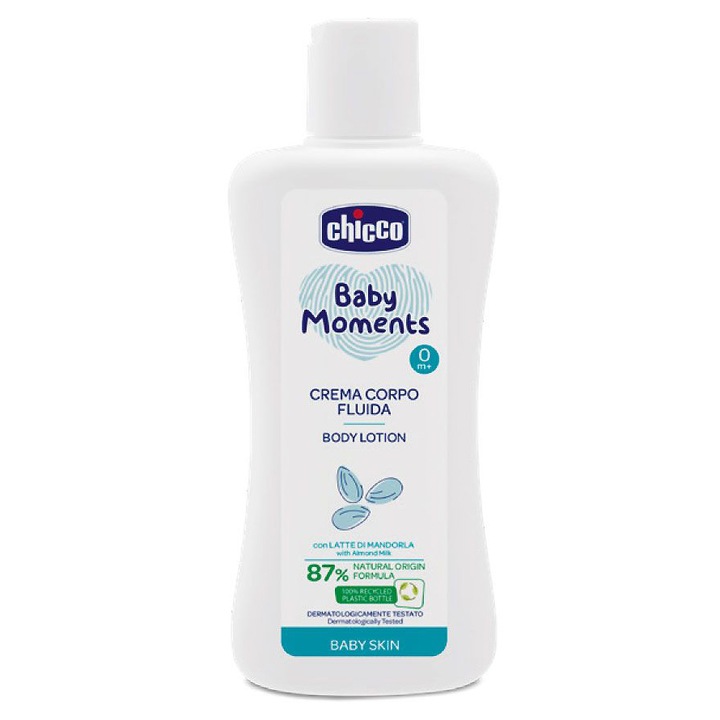 Лосион за тяло Chicco Baby Moments, 200 мл, 0+ месеца