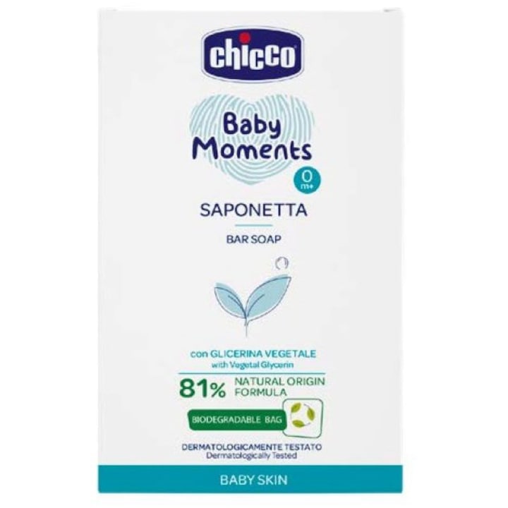 Chicco Baby Moments szilárd szappan, 100g, 0 hónap+