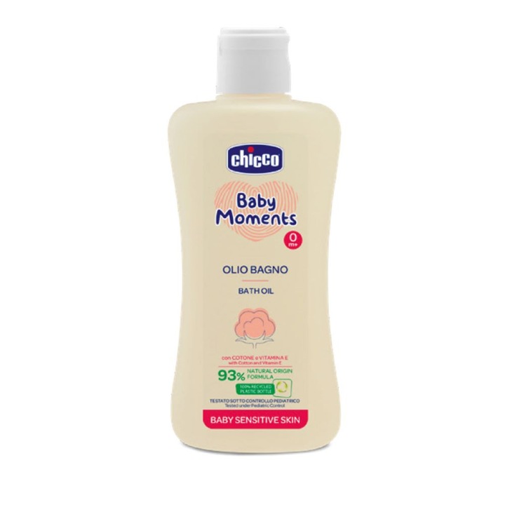 Chicco Baby Moments Sensitive bőrgyógyászati fürdőolaj, 200ml, 0 hónap