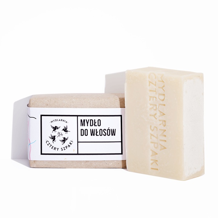 Сапун за коса, Cztery szpaki, За всички типове коса, Рициново/кокосово масло, 110g