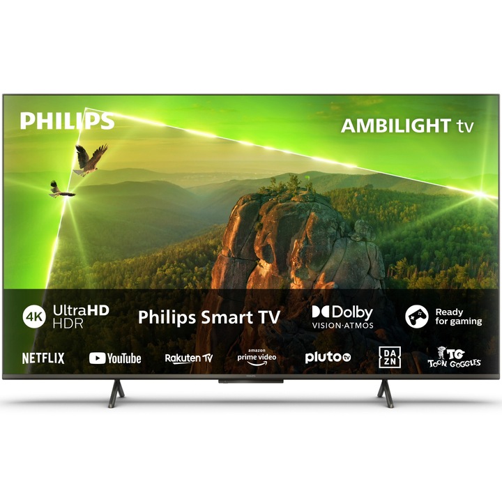 Телевизор Philips Ambilight LED 55PUS8118, 55" (139 см), Smart TV, 4K Ultra HD, Клас F