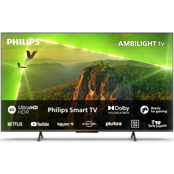 Philips, 55PUS8118 Smart LED Televízió, UHD 4K, Ambilight,139cm, Dolby Vision&Atmos, HDR10+, VRR
