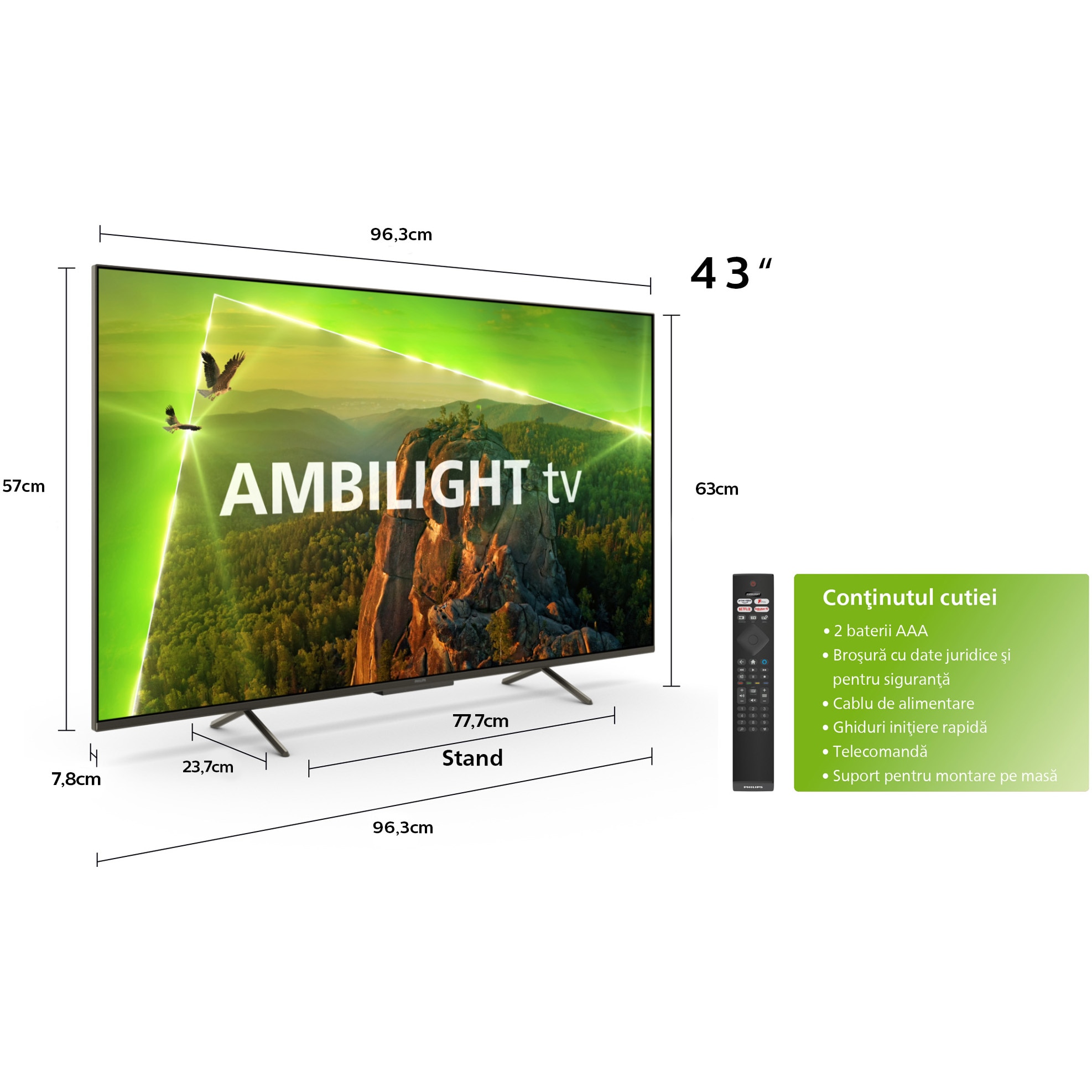 Televisor philips the one 43pus8818 43' - ultra hd 4k - ambilight - smart  tv - wifi