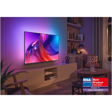 Телевизор Philips AMBILIGHT tv LED 55PUS8818, 55" (139 см), Google TV, 4K Ultra HD, 100 Hz, Клас E (Модел 2023)