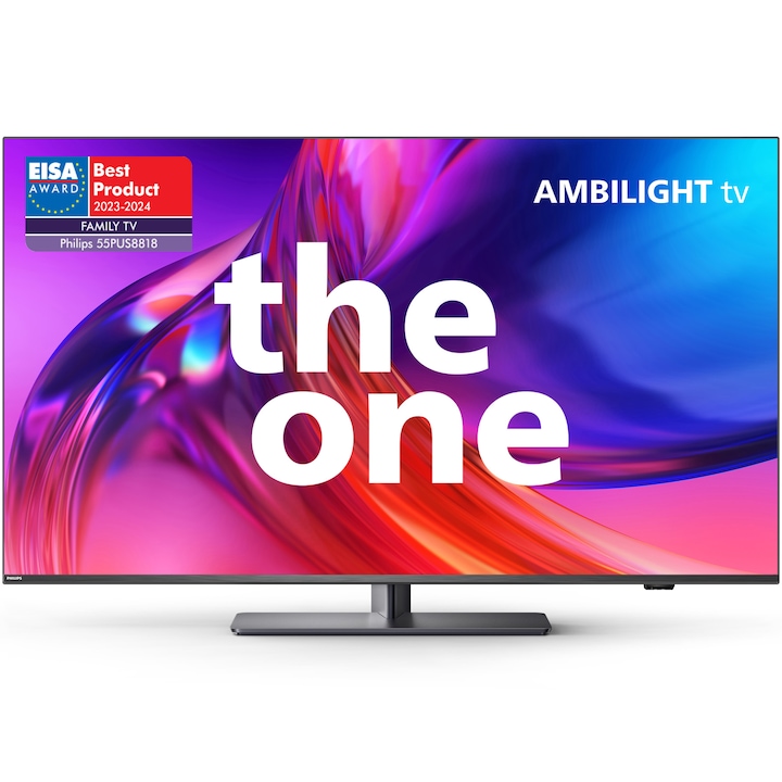 Телевизор Philips AMBILIGHT tv LED 55PUS8818, 55" (139 см), Google TV, 4K Ultra HD, 100 Hz, Клас E (Модел 2023)