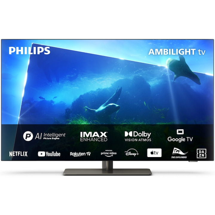 Телевизор Philips AMBILIGHT tv OLED 42OLED818, 42" (106 см), Google TV, 4K Ultra HD, 100 Hz, Клас G (Модел 2023)