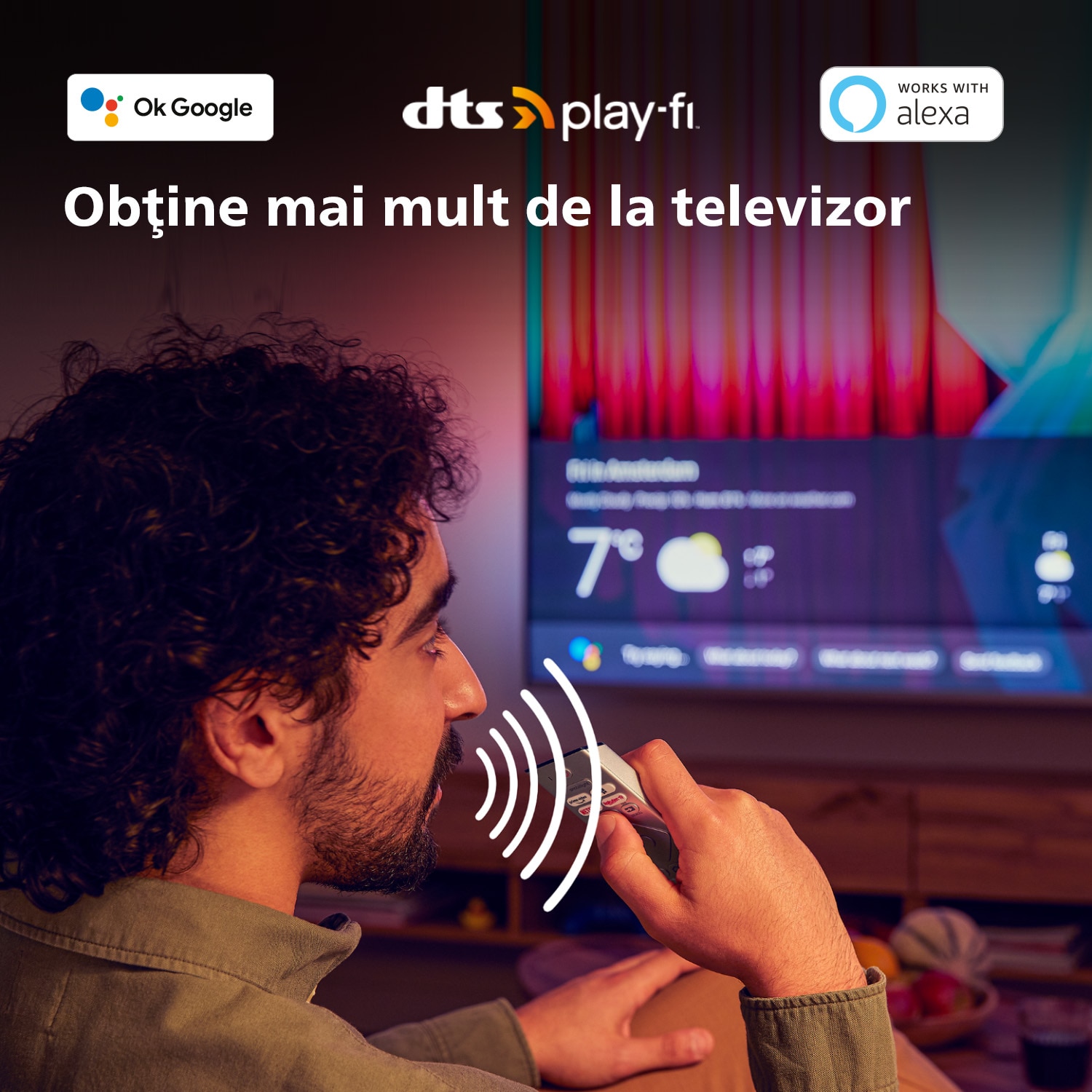 Televizor Philips Ambilight OLED 77OLED818, 194 cm, Google TV, 4K Ultra HD, 100 Hz, Clasa G