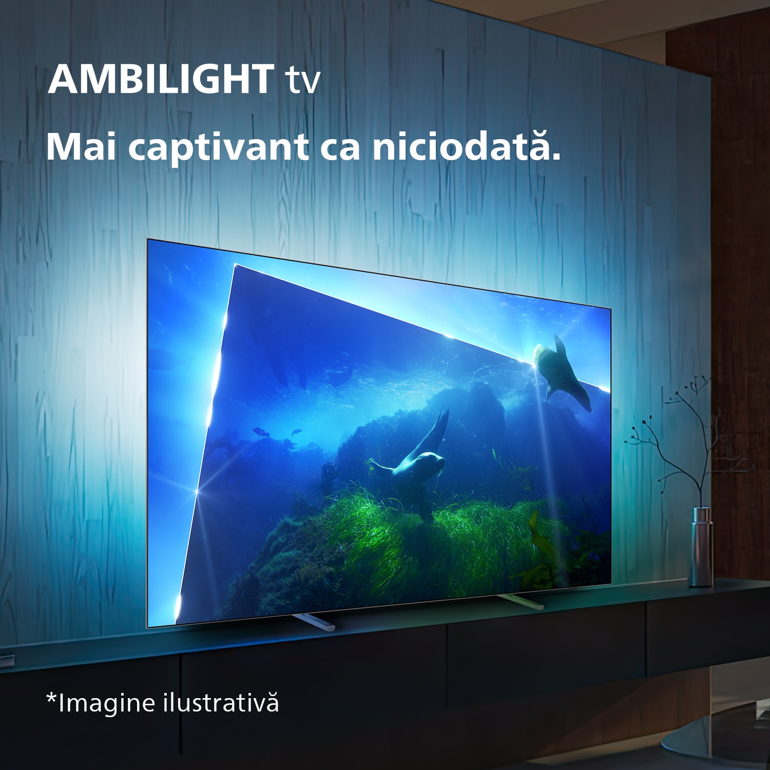 Televizor Philips Ambilight OLED 77OLED818, 194 cm, Google TV, 4K Ultra HD, 100 Hz, Clasa G