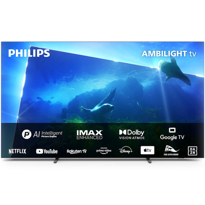 Телевизор Philips Ambilight OLED 77OLED818, 77" (194 см), Google TV, 4K Ultra HD, 100 Hz, Клас G