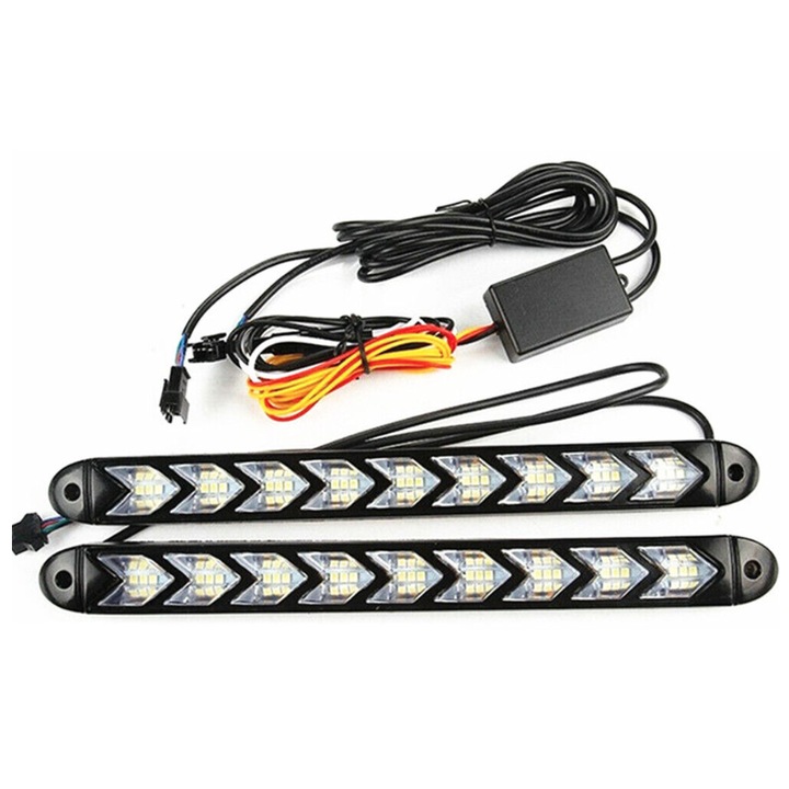 Lumini de Zi Led Auto cu Semnalizare Dinamica pentru Grila