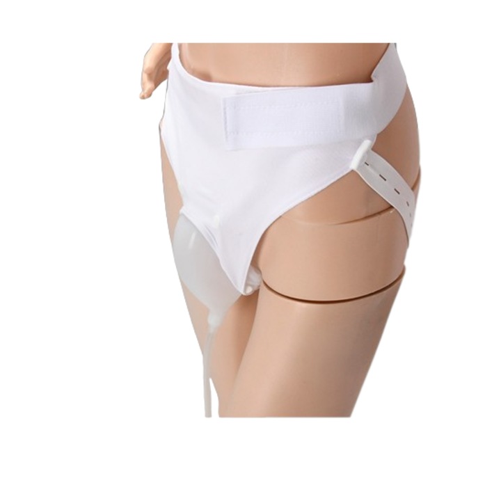 Vizeletinkontinencia készlet, szilikon női vizeletszondával, 2 steril tasakkal és szivattyúcsővel, univerzális rögzítővel