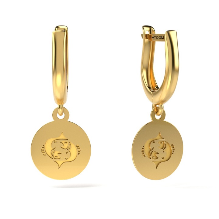 Обеци Риби от жълто злато