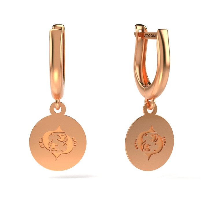 Обеци от розово злато Риби