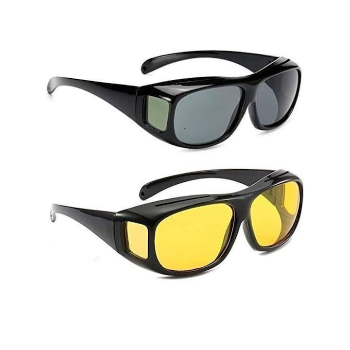 Set 2 Perechi Ochelari de Soare Polarizati pentru Condus, Zi/Noapte, Unisex, Impact Vision®