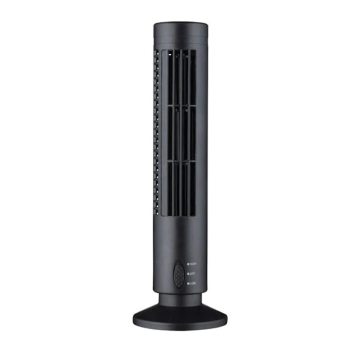 Ventilator tip turn, portabil pentru birou/calatorii, putere 2.5W cu stecher si adaptor USB, 2 trepte de viteza, dimensiune 33 x10.5 x 6 cm, negru