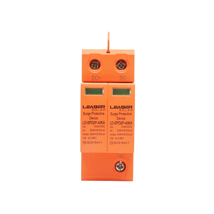 Descarcator la supratensiune cu semnalizare pentru sisteme fotovoltaice LD-SPD-2P-40kA-1000VDC Leader