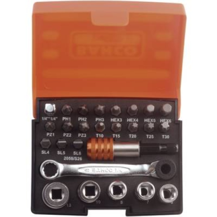 Set Chei tubulare + Accesorii, Bahco, Argintiu