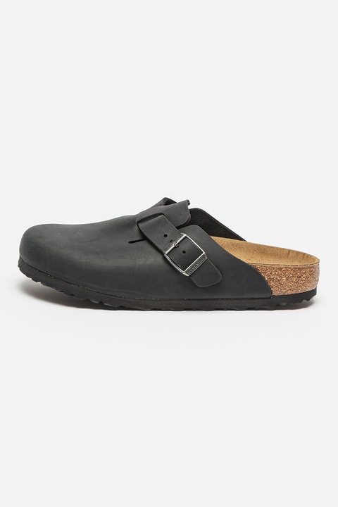 Birkenstock, Saboti de piele Boston, Negru, 38