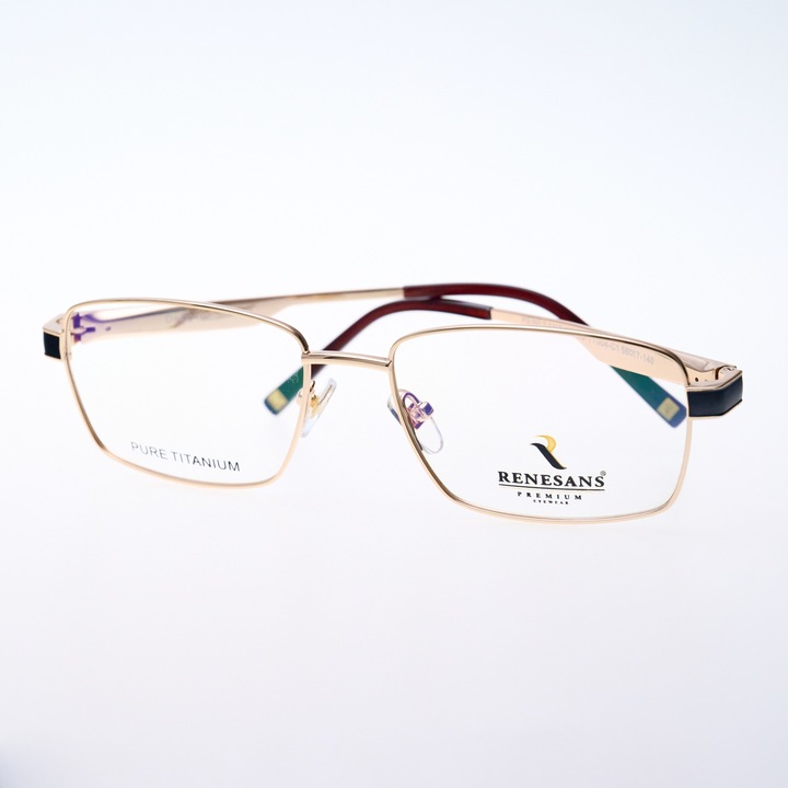 Rame ochelari de vedere RENESANS Titanium, Premium 100 % Pure Titan, RS-T7004C1, Shiny gold/Matt black